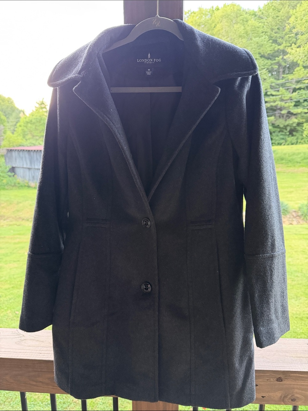 London Fog Black Women's Wool-Blend Pea Coat